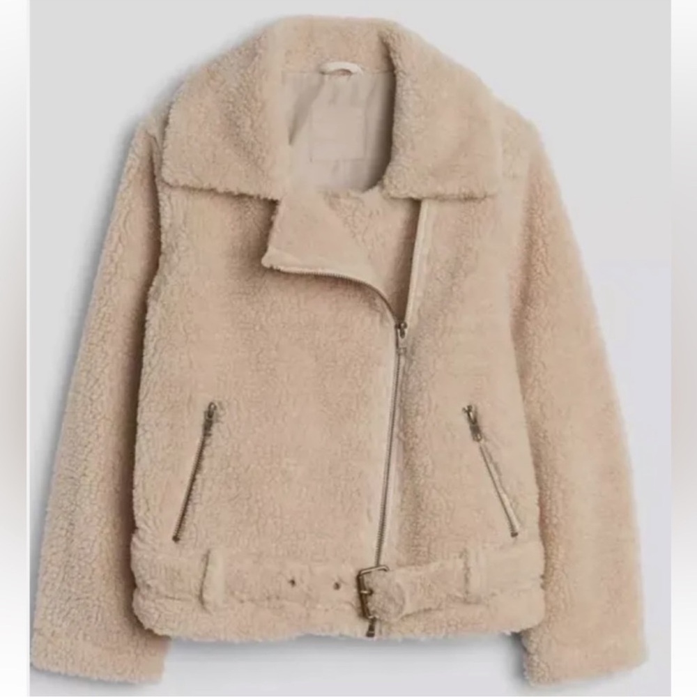 Gap Kids Teddy Sherpa Moto Biker Jacket, size S.